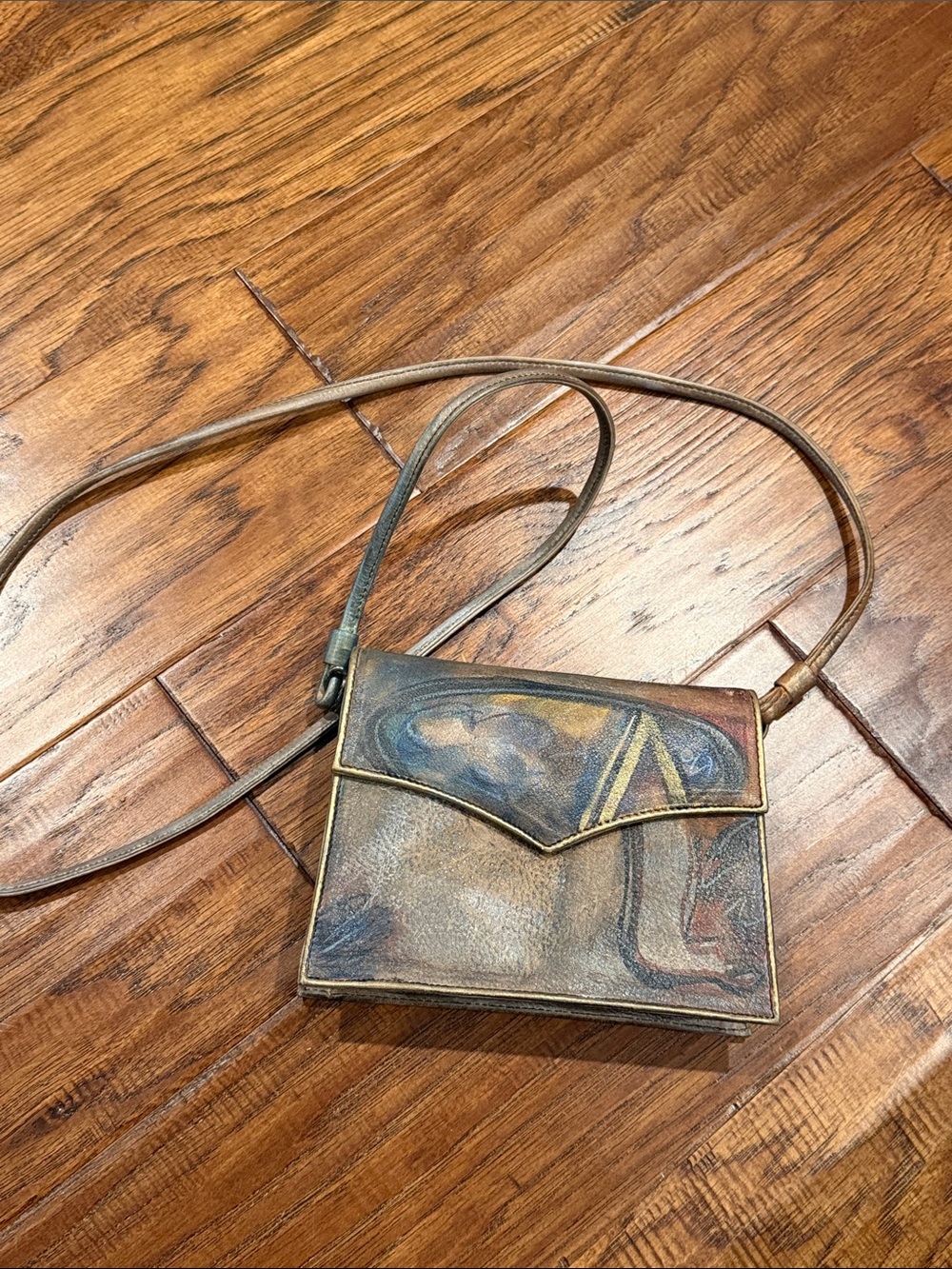 Jane Yoo Signed Multicolor Leather Envelope Crossbody Bag